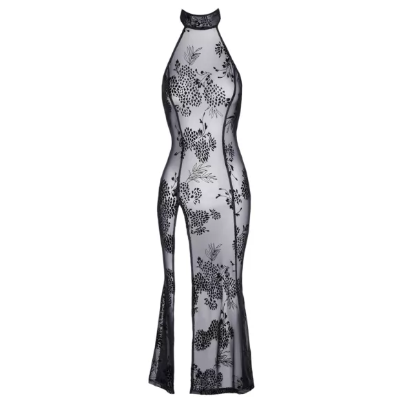 Noir - sukienka długa przezroczysta w kwiaty - czarna - XL