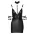 Cottelli Bondage - lśniąca mini sukienka z kołnierzykiem (czarna) - XL