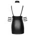 Cottelli Bondage - lśniąca mini sukienka z kołnierzykiem (czarna) - XL