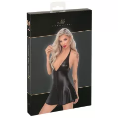   Noir - sukienka mini z górą imitującą skórę węża - czarna