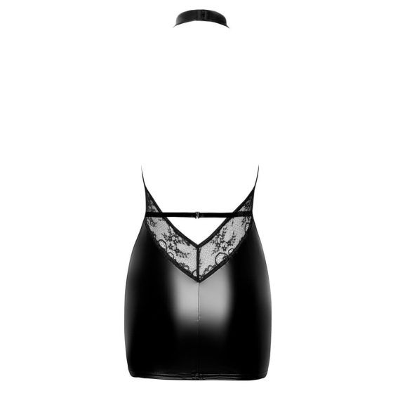 Noir - mini sukienka z wycięciem z przodu i dekoltem w serek (czarny)
