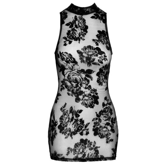 Noir - Sukienka mini bez rękawów z haftowaną różą (czarny)