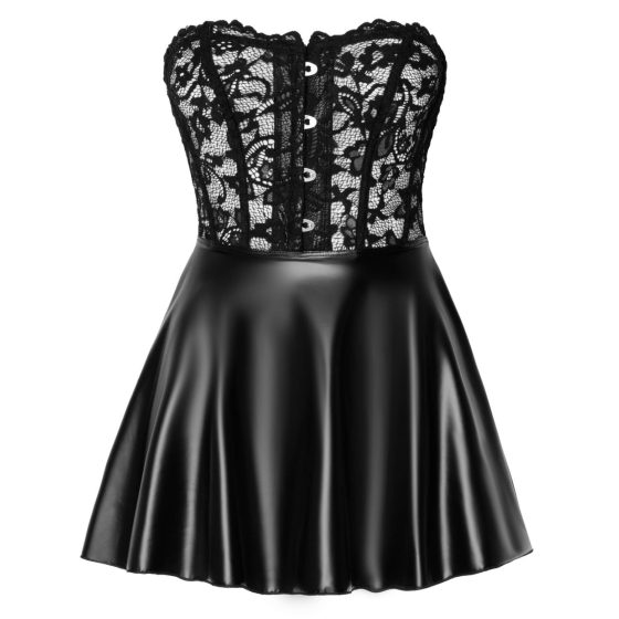 Noir - koronkowa błyszcząca mini sukienka (czarna)
