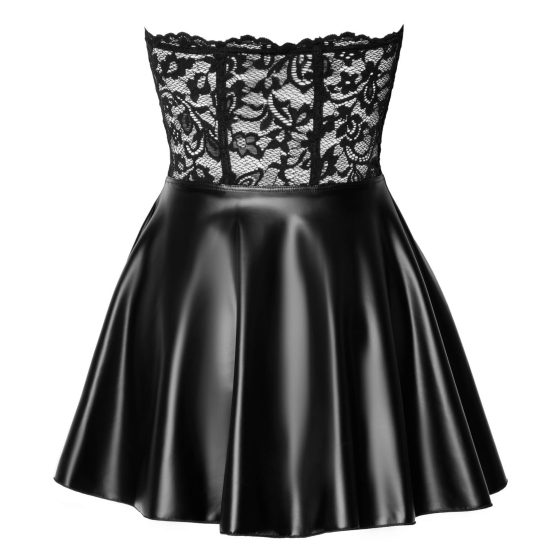 Noir - koronkowa błyszcząca mini sukienka (czarna)