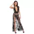 Noir - przezroczysta czarna sukienka maxi w kwiaty - XL