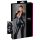 Cottelli Plus Size - błyszczący długi kombinezon imprezowy (czarny) - 3XL
