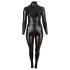 Cottelli Plus Size - błyszczący długi kombinezon imprezowy (czarny) - 3XL