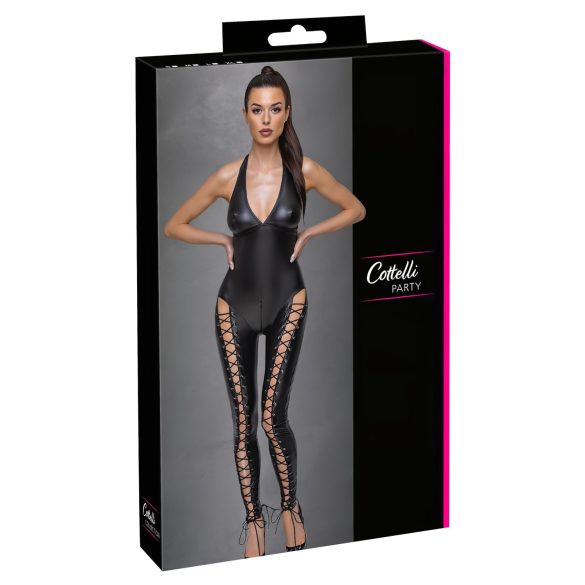 Cottelli Party - koronkowy kombinezon z chokerem (czarny) - XL