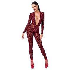   Noir Kink Royal - bodystocking siateczkowy - przezroczysty czerwony