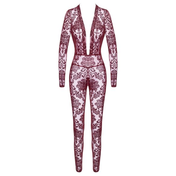 Noir Kink Royal - bodystocking siateczkowy - przezroczysty czerwony