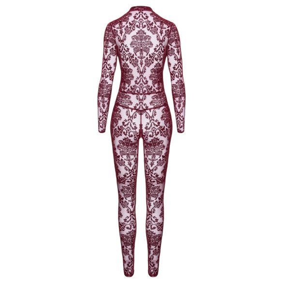 Noir Kink Royal - bodystocking siateczkowy - przezroczysty czerwony