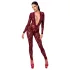 Noir Kink Royal - bodystocking siateczkowy - przezroczysty czerwony - M
