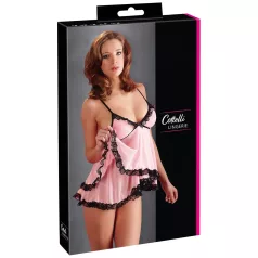 Cottelli - babydoll koronkowy z falbanką - czarny - M