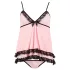Cottelli - babydoll koronkowy z falbanką - czarny - M