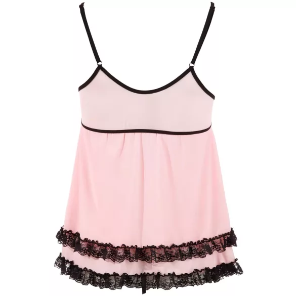 Cottelli - babydoll koronkowy z falbanką - czarny - XL