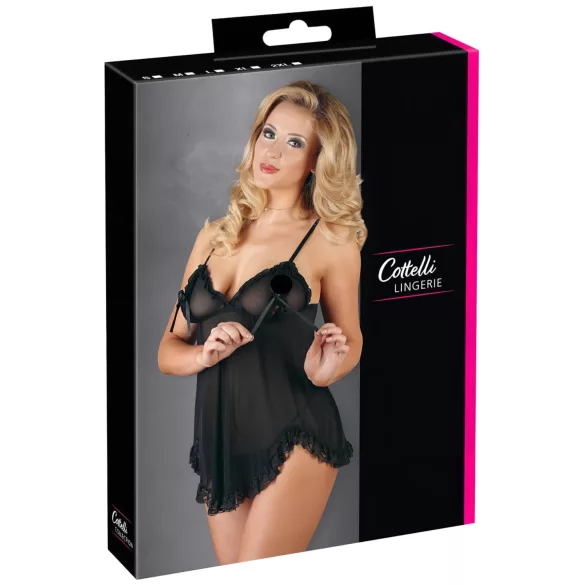 Cottelli - babydoll z falbankami - czarny