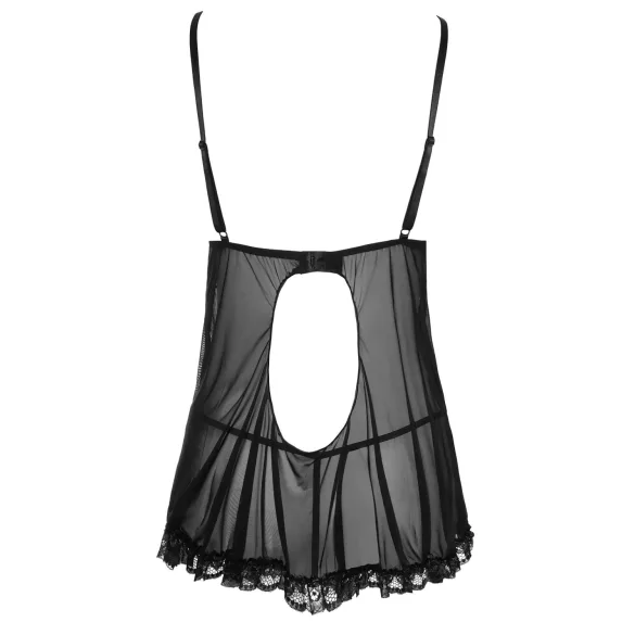 Cottelli - babydoll z falbankami - czarny - M