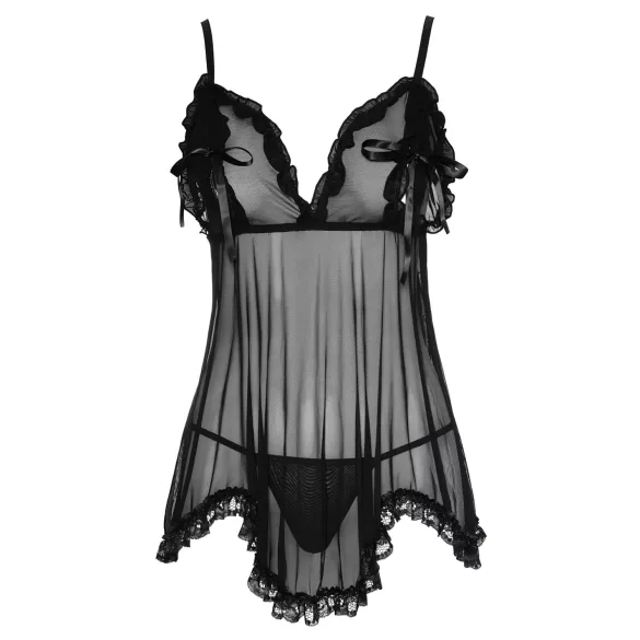 Cottelli - babydoll z falbankami - czarny - L