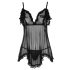 Cottelli - Delikatna, falbanka babydoll (czarna) - XXL