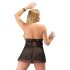 Cottelli Plus Size - koronkowa babydoll (czarna) - 4XL