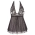 Cottelli Plus Size - babydoll koronkowy - czarny - 4XL