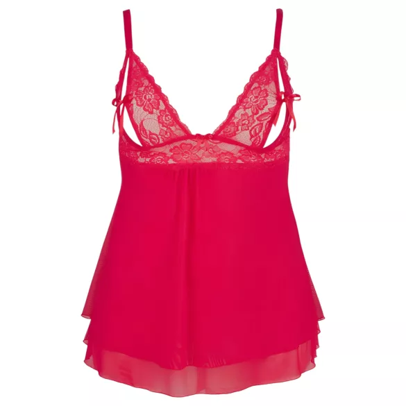 Cottelli Plus Size - babydoll koronkowy luźny - czerwony - 2XL