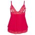 Cottelli Plus Size - koronkowa, zwiewna babydoll (czerwona) - 3XL