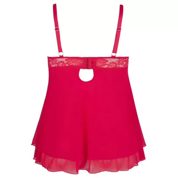 Cottelli Plus Size - babydoll koronkowy luźny - czerwony - 4XL