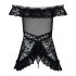 Obsessive Flores - falbanka babydoll i stringi (czarne)
