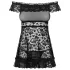 Obsessive - babydoll z falbankami i stringi - czarny - L/XL