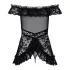 Obsessive - babydoll z falbankami i stringi - czarny - L/XL