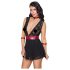 Cottelli Bondage - koronka babydoll z kołnierzem (czarny)