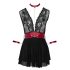 Cottelli Bondage - koronka babydoll z kołnierzem (czarny)