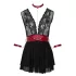 Cottelli Bondage - koronka babydoll z kołnierzem (czarny)