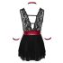 Cottelli Bondage - koronka babydoll z kołnierzem (czarny)