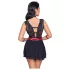 Cottelli Bondage - koronka babydoll z kołnierzem (czarny) - M