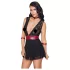 Cottelli Bondage - koronka babydoll z kołnierzem (czarny) - L