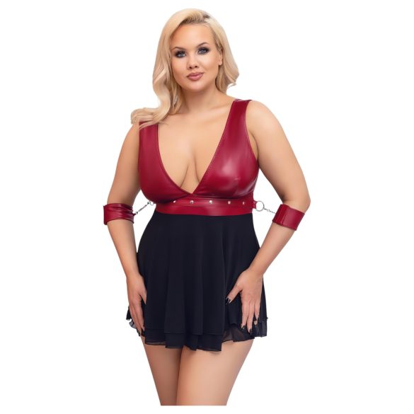 Cottelli Bondage Plus Size - czerwona babydoll