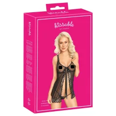 Kissable - otwarty babydoll (czarny)