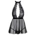 Całusowy koronkowy babydoll, czarny - L/XL