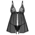 Obsessive Blomentis - babydoll koronkowy - czarny komplet bielizny