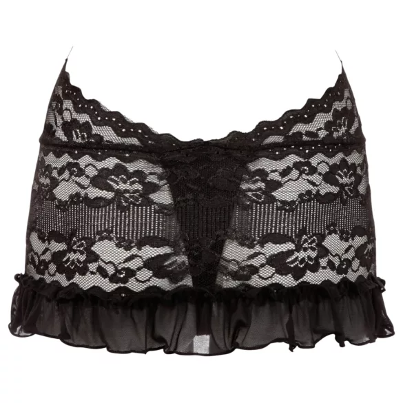 Cottelli - mini sukienka koronkowa na szyję - czarna - XL