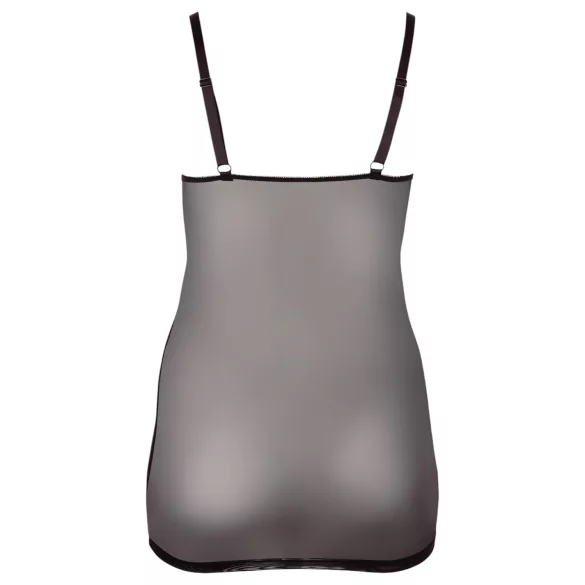 Cottelli Plus Size - koszulka nocna koronkowa przezroczysta - czarna - 4XL