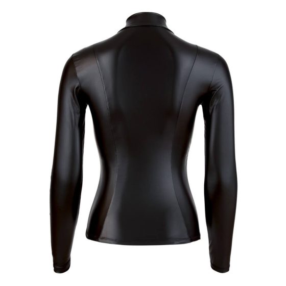 Cottelli - Damska bluzka z długim rękawem i błyszczącymi rękawami (czarny)