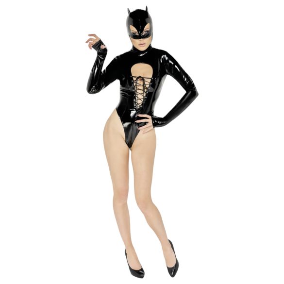 Czarna Aksamitna - body Batwoman z długim rękawem (czarne)