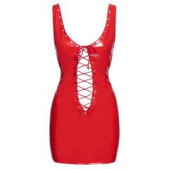   Black Level - Lakierowana sukienka mini z koronką (czerwona)
