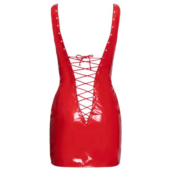 Black Level - Lakierowana sukienka mini z koronką (czerwona)