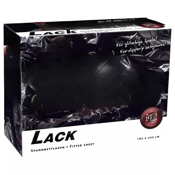 Fetysz - Prześcieradło z lakierowanego materiału - z gumką - 160x200 cm (czarne)