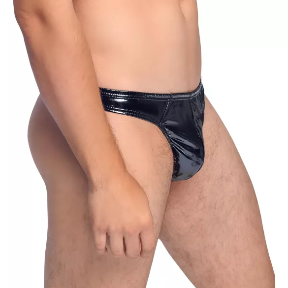 Black Level - męskie stringi lakierowane - czarne - M