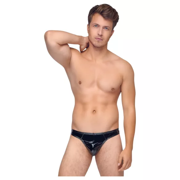 Black Level - męskie stringi lakierowane - czarne - M